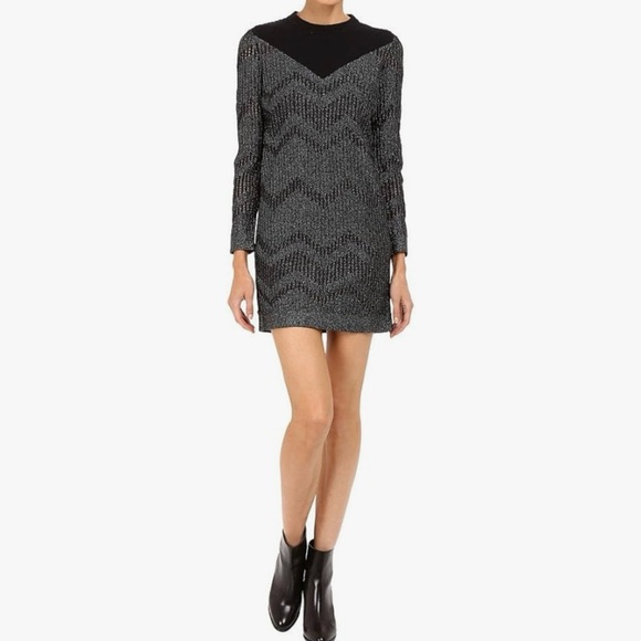 MISSONI $745 Retail Bicolor Mesh Long Sleeve Lurex Dress, Size 38 (US 6/8) - Picture 3 of 16